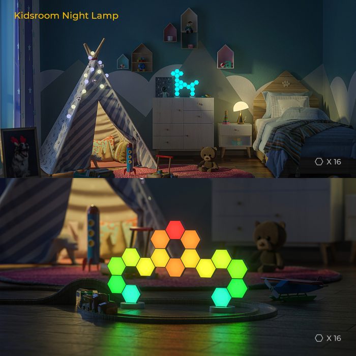 LinkedSparx Starter Kit 16pc Smart LED RGB Hexagon Lights, White