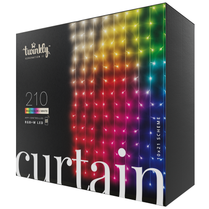 Twinkly | Curtain 210-LED Multicolor | 2.1M X 1.5M | Translucent Wire