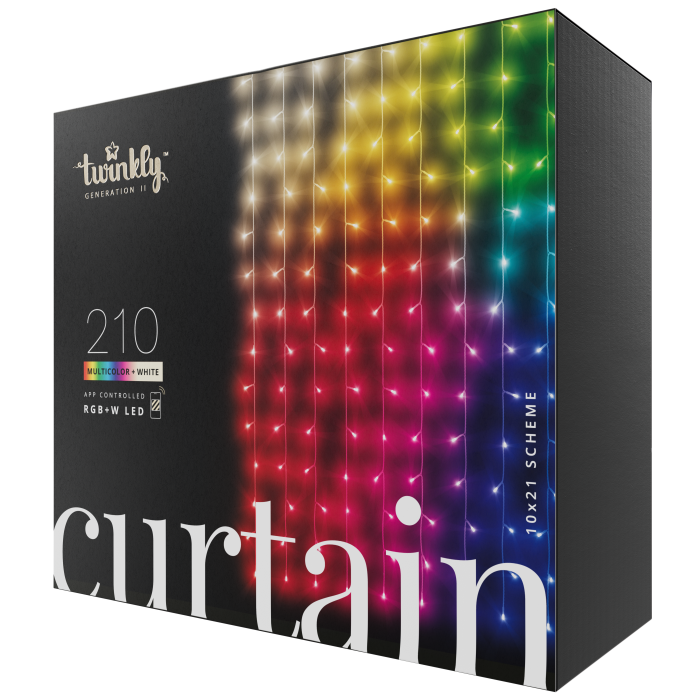 Twinkly | Curtain 210-LED Multicolor | 2.1M X 1.5M | Translucent Wire