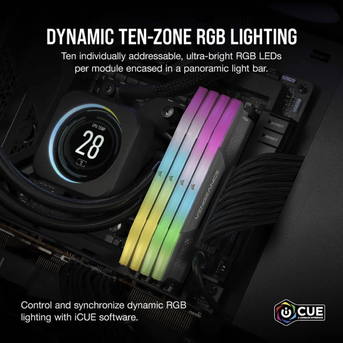 Corsair Vengeance RGB CMH32GX5M2E6000Z36, 32 GB, 2 x 16 GB, DDR5, 6000 MHz, 288-pin DIMM - New - Image 5