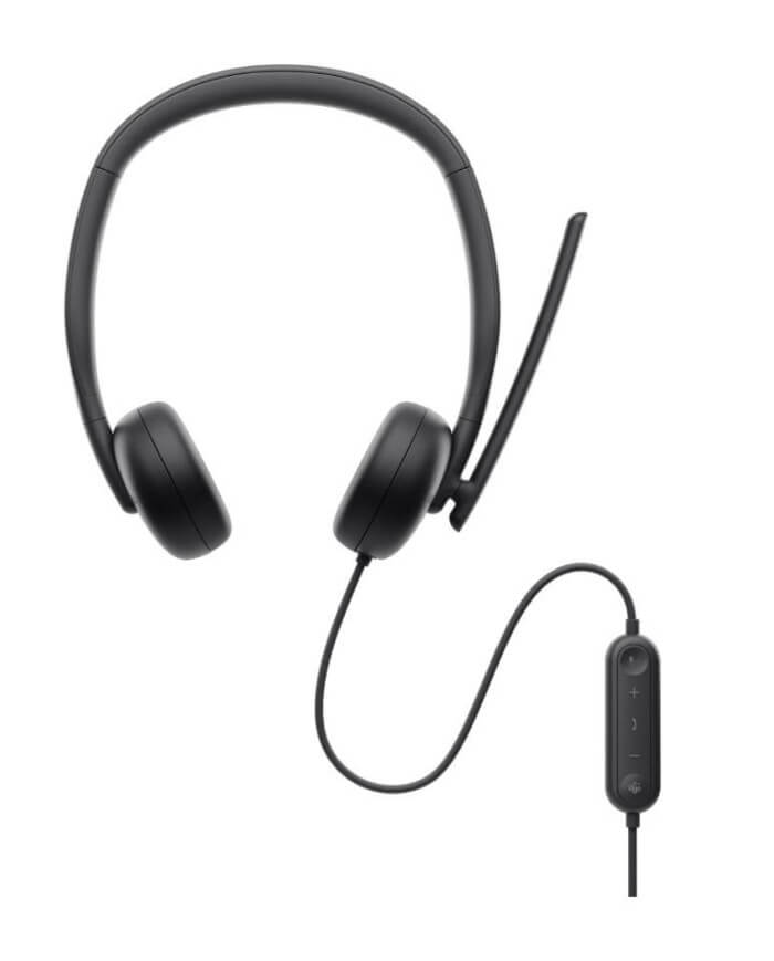 520-BBDH_default Dell Wired Headset WH3024 | On-Ear | AI Beam Forming Mic | USB | Teams & Zoom Certified – New