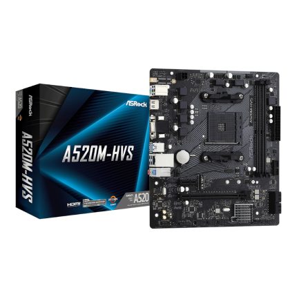 ASRock A520M-HVS | AMD AM4 Socket | DDR4 Up to 64GB | M-ATX Form Factor – New