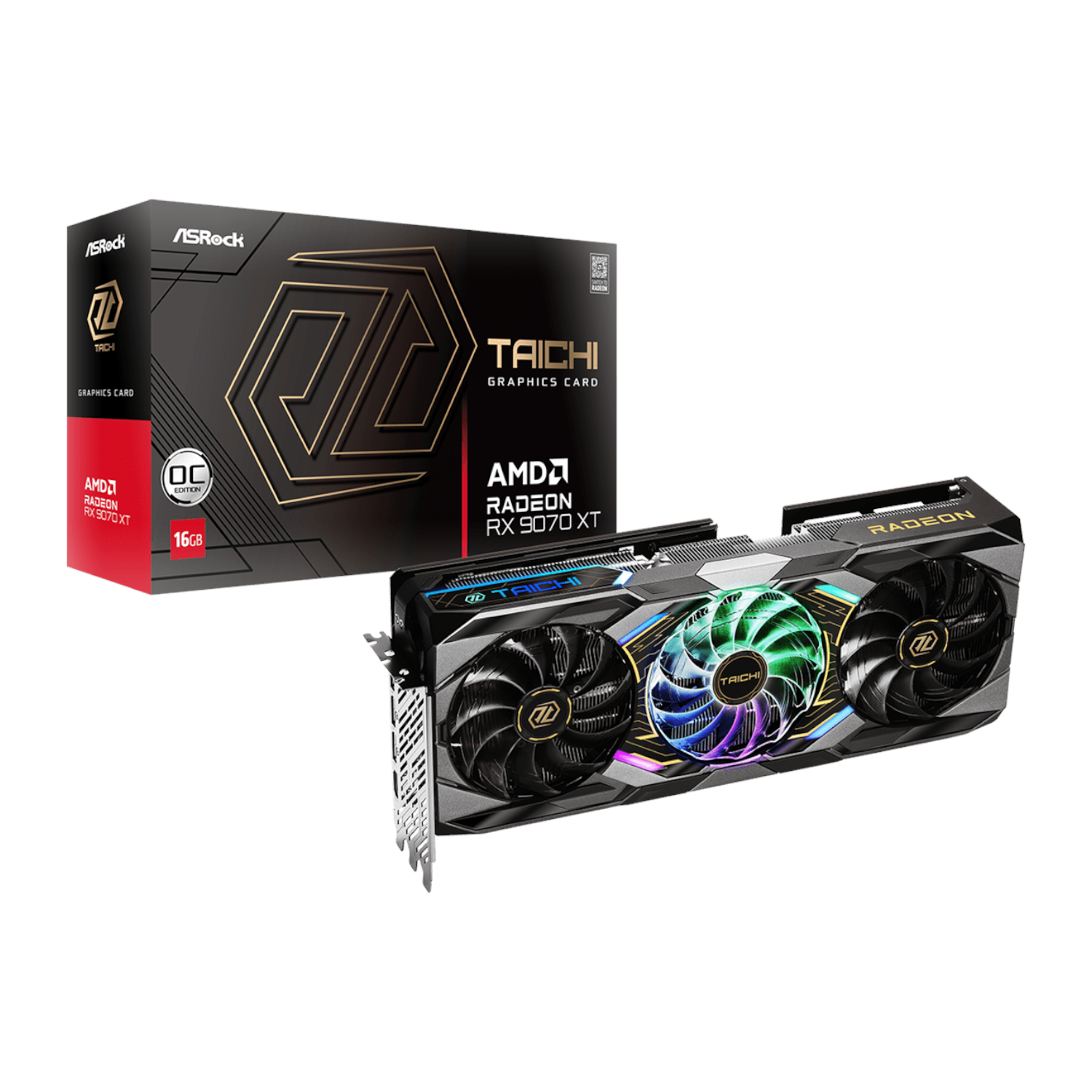 ASRock_RX9070XTTAICHI16GOC_wr_01a ASRock Radeon RX 9070 XT Taichi OC | 16GB GDDR6 | AMD RDNA 4 | Boost 3100MHz | PCIe 5.0 – New