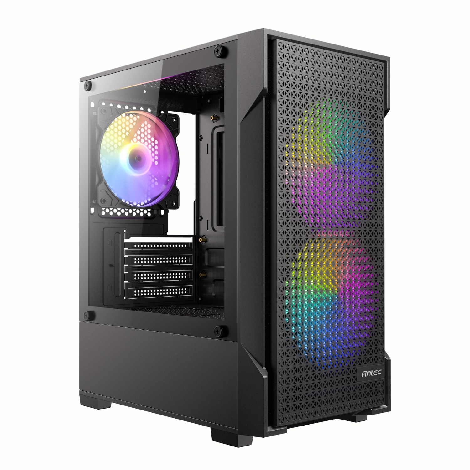 Antec_VX100M_wr_01a Antec VX100M ARGB | Micro-ATX Mini Tower | Tempered Glass | 4x ARGB Fans | 275mm GPU Support – New