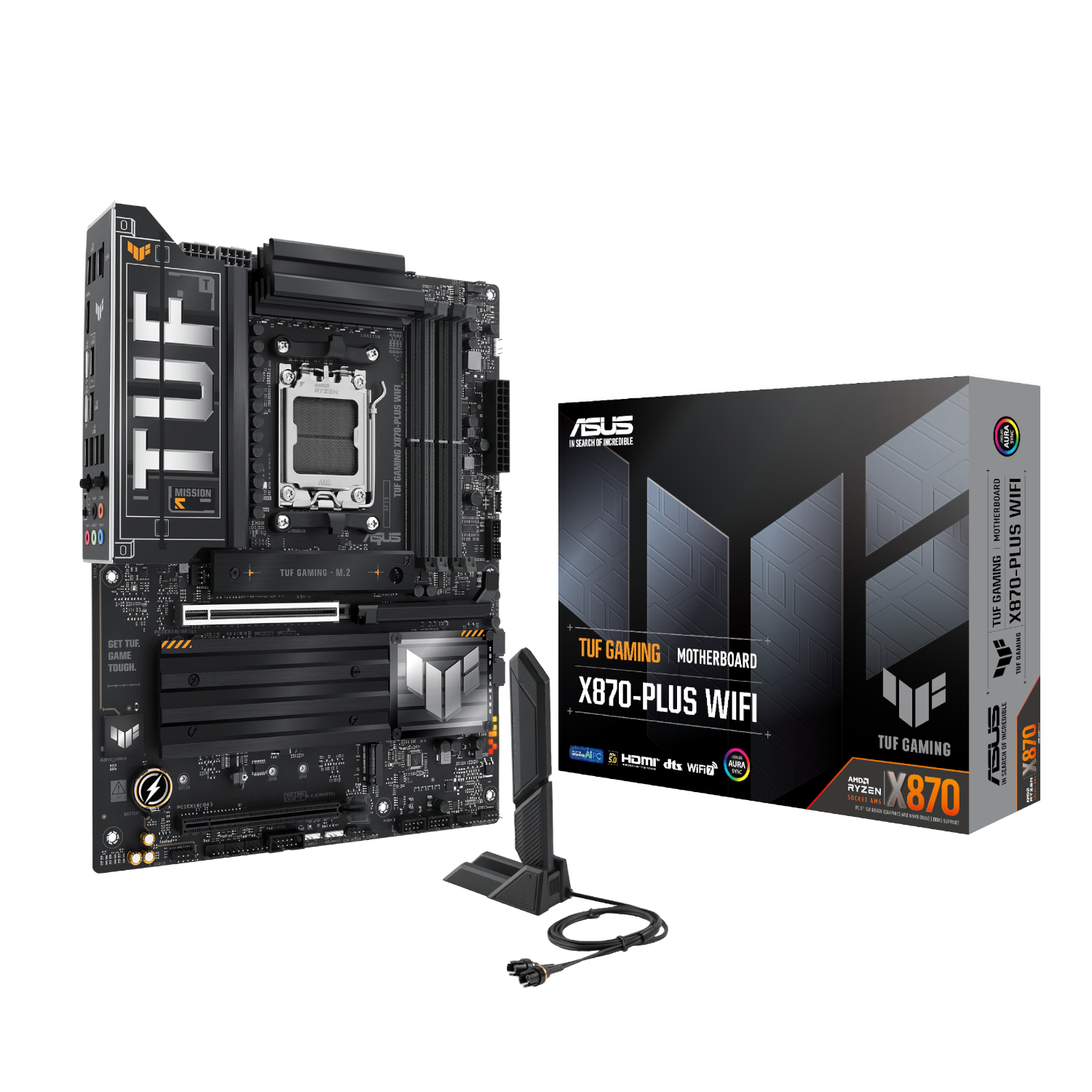 Asus_TUFGAMINGX870-PLUS-WIFI_wr_01a ASUS TUF Gaming X870-PLUS WIFI | AMD AM5 | PCIe 5.0 | Wi-Fi 7 | DDR5 8000+MT/s – New