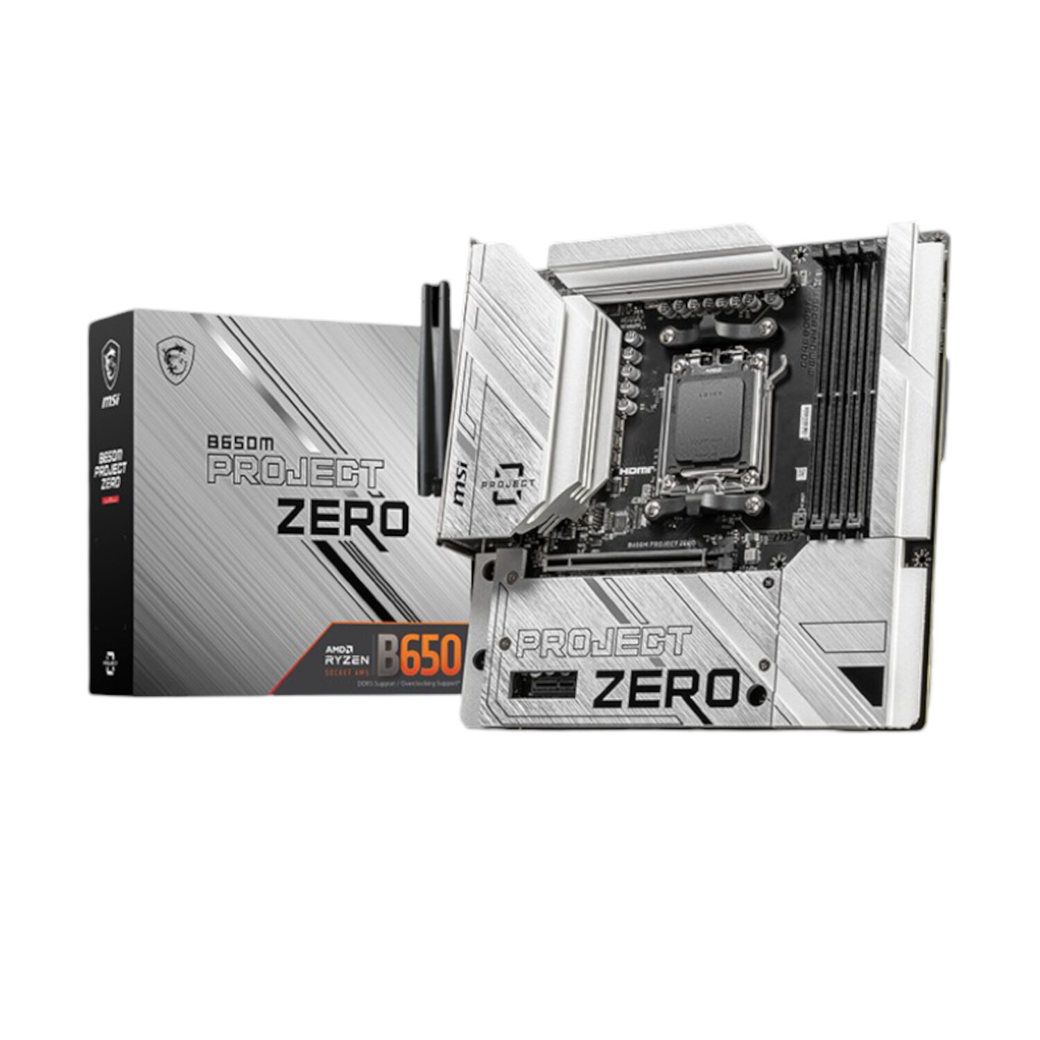 B650M-WR-01 MSI B650M PROJECT ZERO | AMD B650 Chipset | Socket AM5 | DDR5 7600+(OC) | Micro-ATX – New