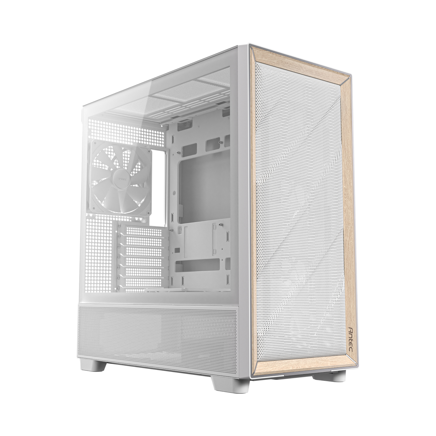 FLUX_white_wr_01 Antec FLUX Mid-Tower | E-ATX Gaming Chassis | Birch Wood Front Panel | 5x PWM ARGB Fans – New