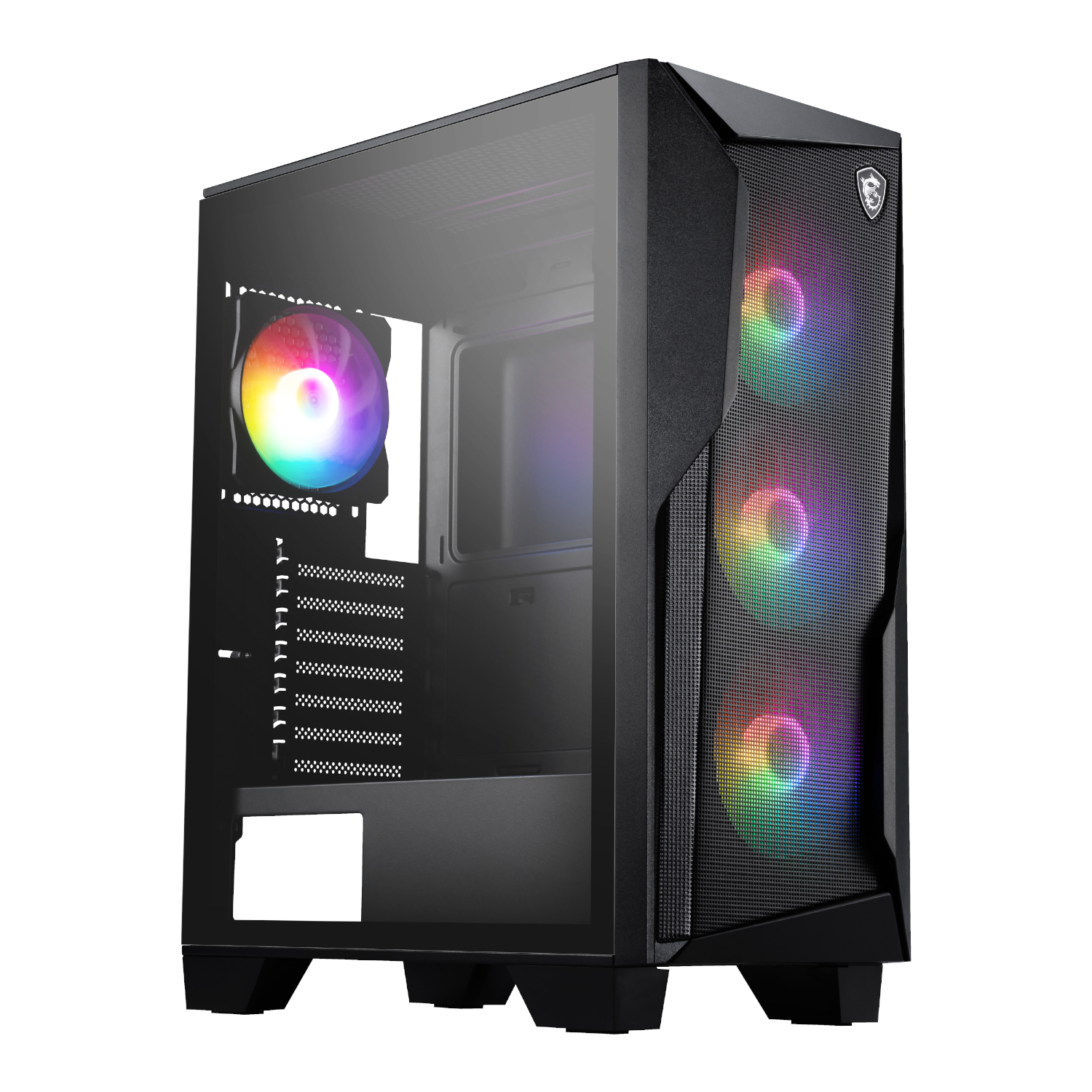 MAG-FORGE-130A-AIRFLOW_MSI-MAG-FORGE-130A-Airflow-ATX-Gaming-Chassis-Black_wr_01a MSI MAG FORGE 130A Airflow | Mid-Tower ATX | Tempered Glass | 4x Auto-RGB Fans | 330mm GPU Support – New