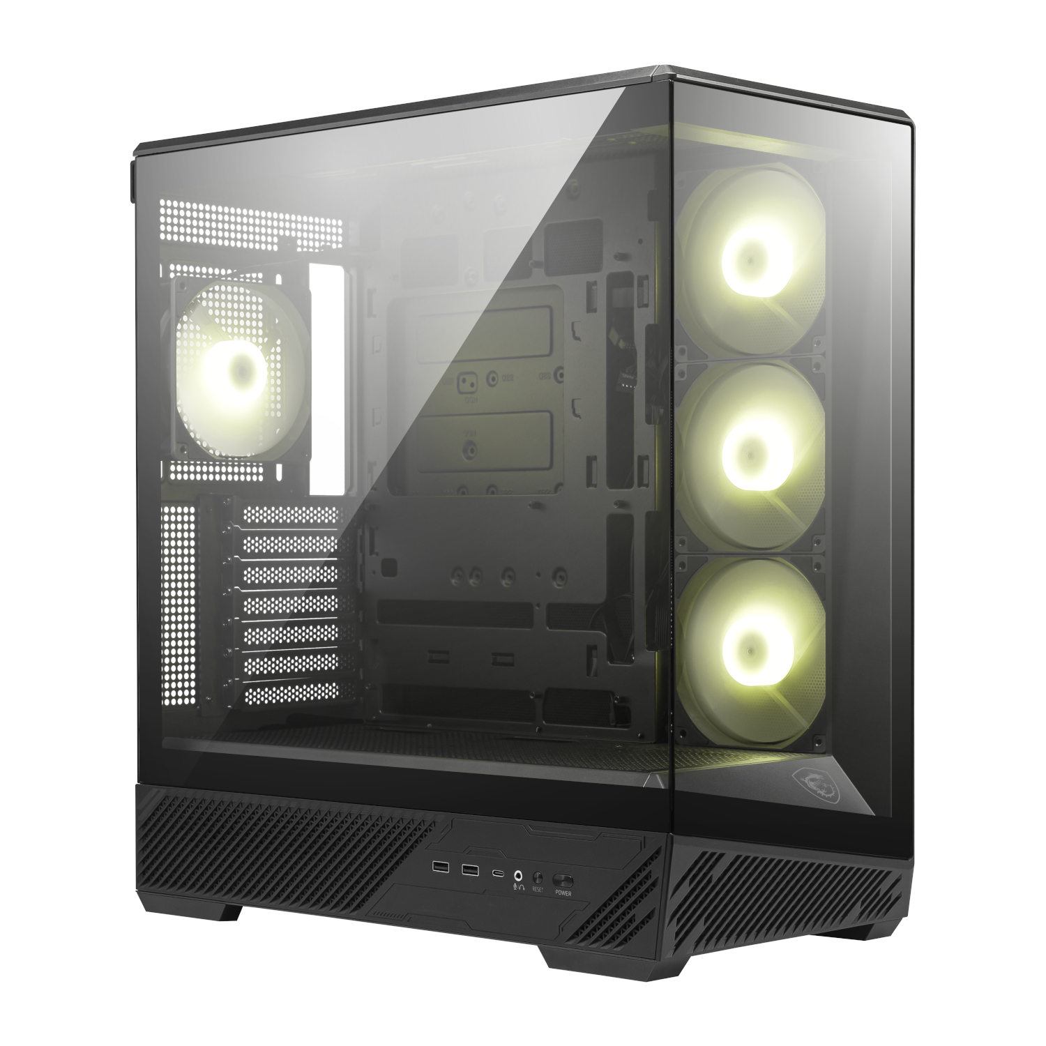 MAG-PANO-130R-PZ_MSI-MAG-PANO-130R-PZ-ATX-Gaming-Chassis-Black_wr_01 MSI MAG PANO 130R PZ | ATX Mid-Tower | Panoramic Tempered Glass | 4x ARGB Fans | 400mm GPU Support – New