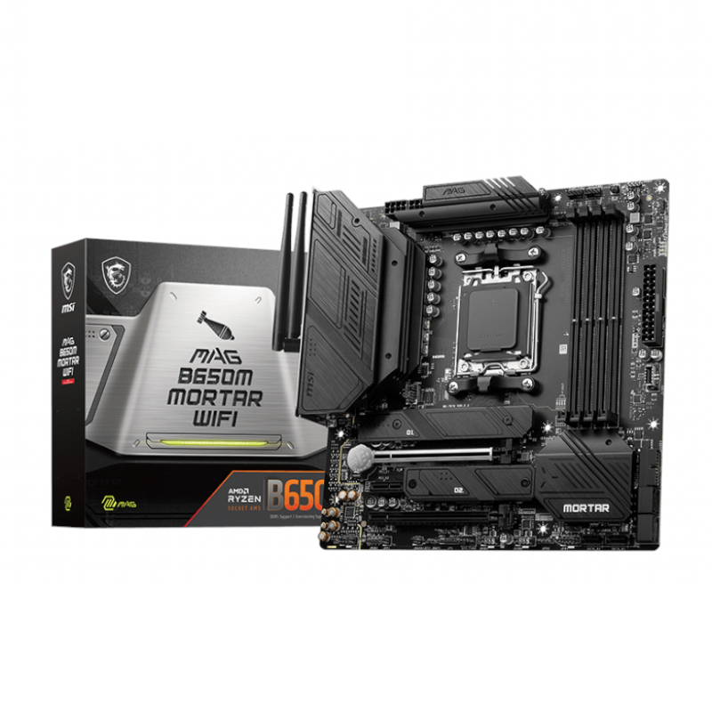 MAGB650MMORTARWIFI_wr_01a MSI MAG B650M MORTAR WIFI | AMD AM5 | DDR5 128GB | PCIe Gen 4 | mATX Gaming Motherboard – New