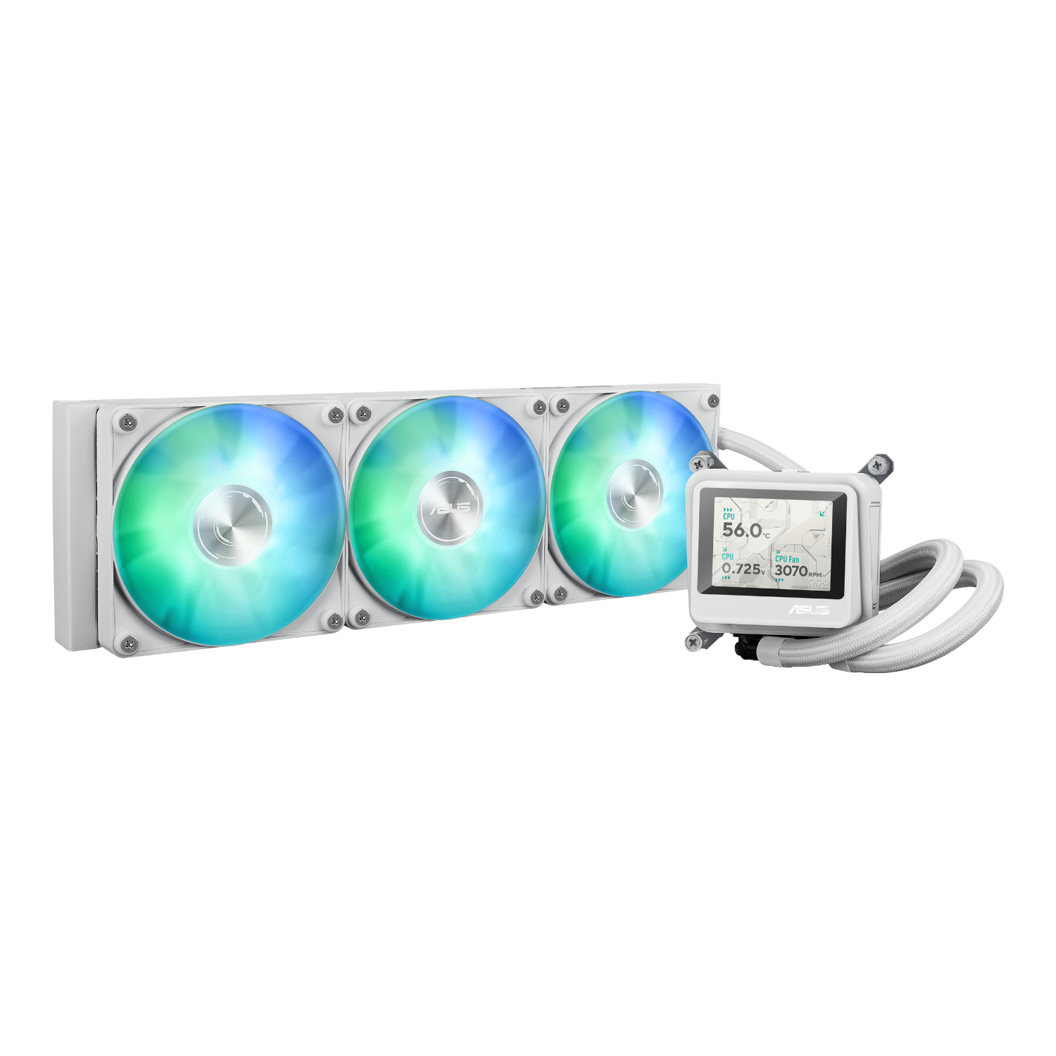 MAXGAMINGLC360ARGBLCDWHT_Asus-MAX-Gaming-LC-360-ARGB-LCD-All-in-one-CPU-Liquid-Cooler-White_wr_01a ASUS MAX Gaming LC 360 | 360mm Radiator | 2.4″ IPS LCD Display | ARGB Aura Sync | Intel & AMD Compatible – New