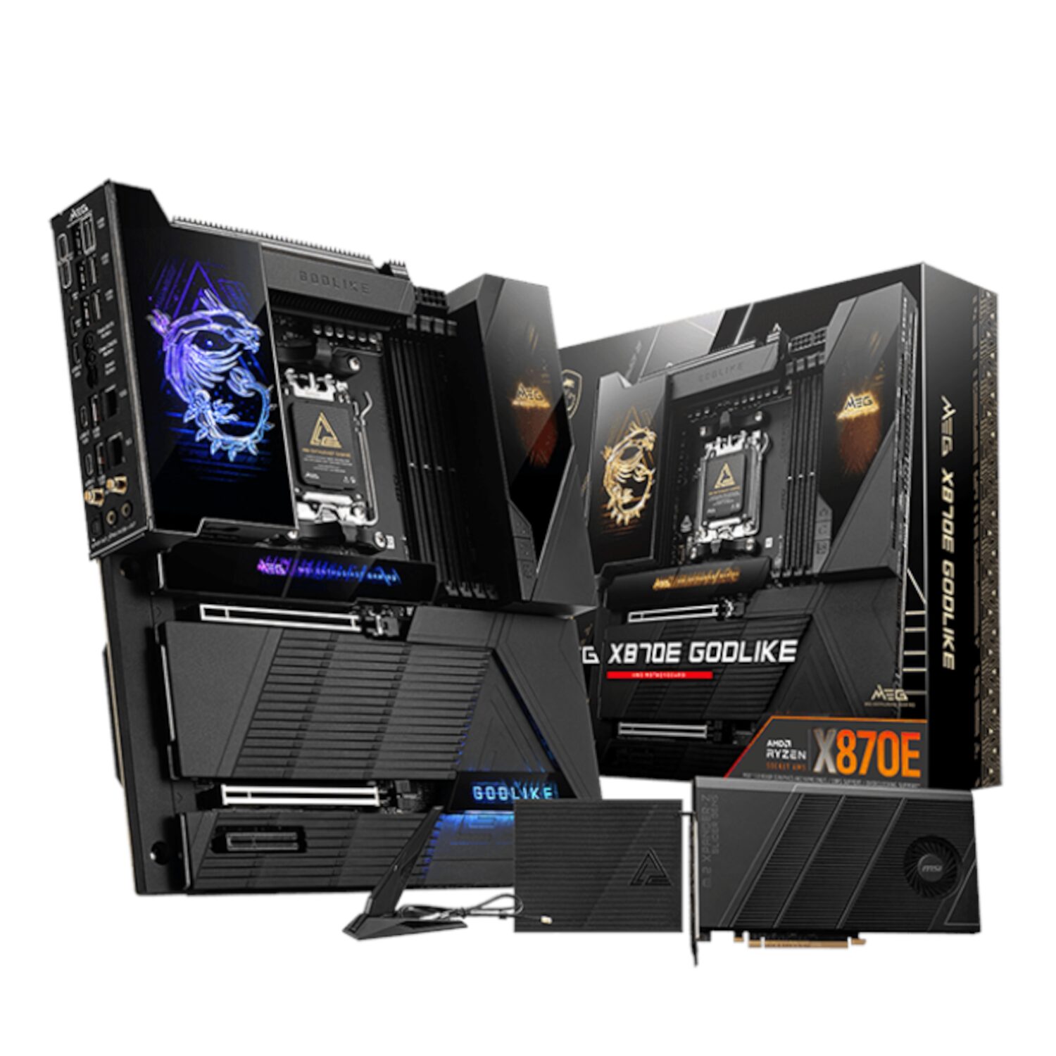 MEGX870EGODLIKE-WR-01 MSI MEG X870E GODLIKE | E-ATX AM5 | AMD X870E Chipset | Wi-Fi 7 & 10G LAN | DDR5 8400+ MHz – New