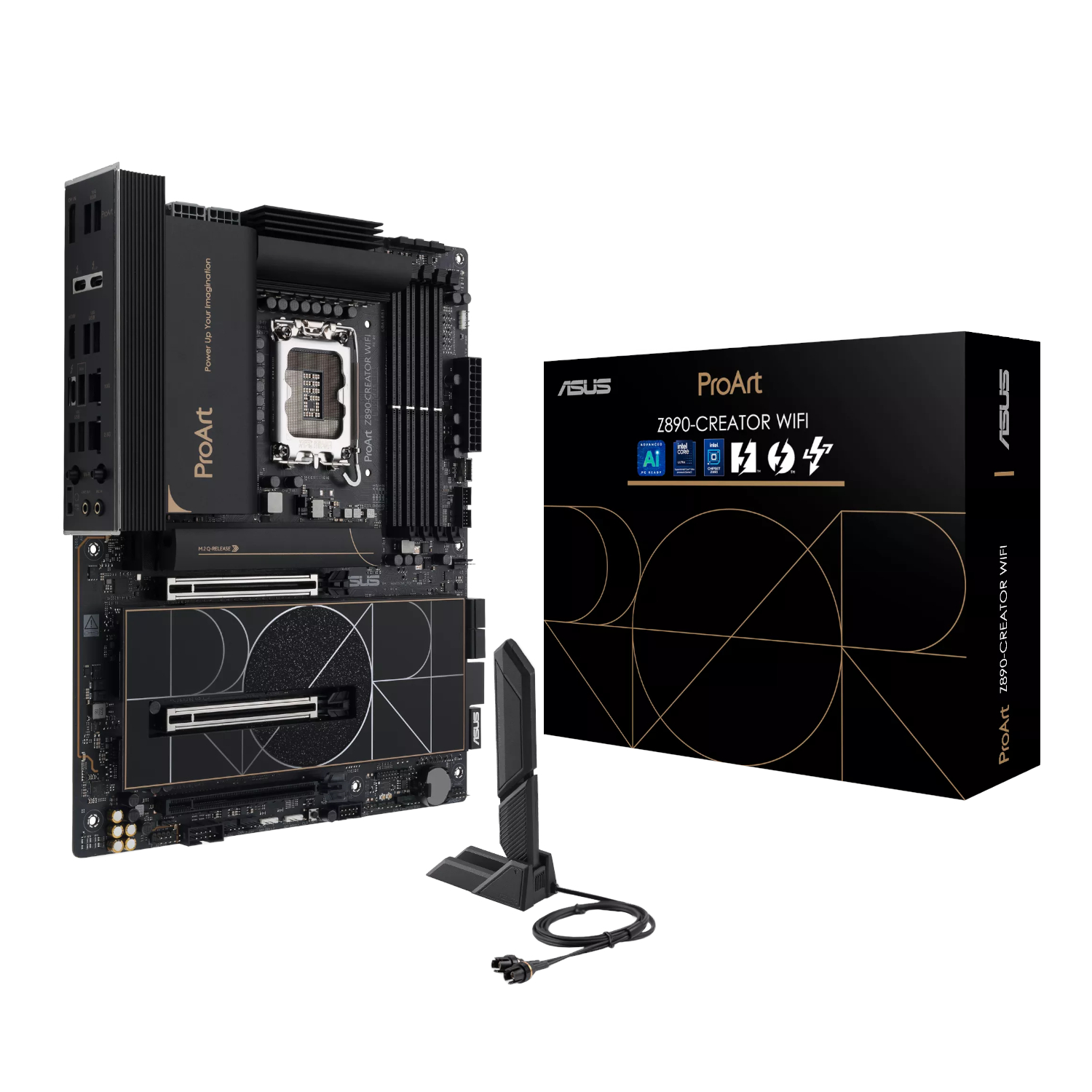 PROARTZ890CREATORWIFI_Asus-ProArt-Z890-Creator-WIFI-Intel-LGA1851-ATX-Motherboard-Black_wr_01a Asus ProArt Z890-Creator WiFi | Intel LGA1851 ATX | Wi-Fi 7 & Thunderbolt 5 | DDR5 256GB Max | 5x M.2 Slots – New