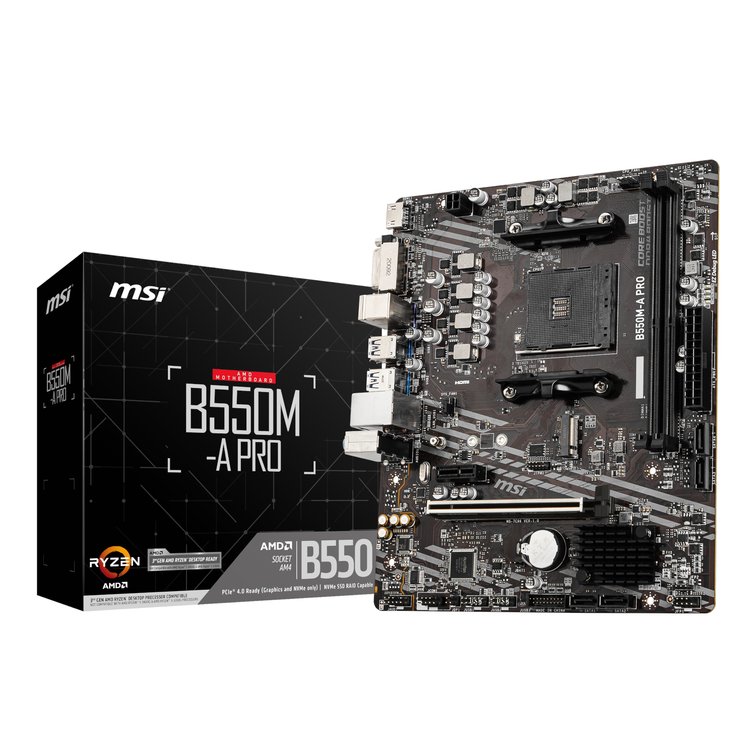 PROB550M-APRO_MSI-B550M-A-Pro-AM4-M-ATX-Motherboard-Black_wr_01a MSI B550M-A Pro | AMD AM4 Socket | AMD B550 Chipset | PCIe 4.0 | M-ATX Form Factor – New