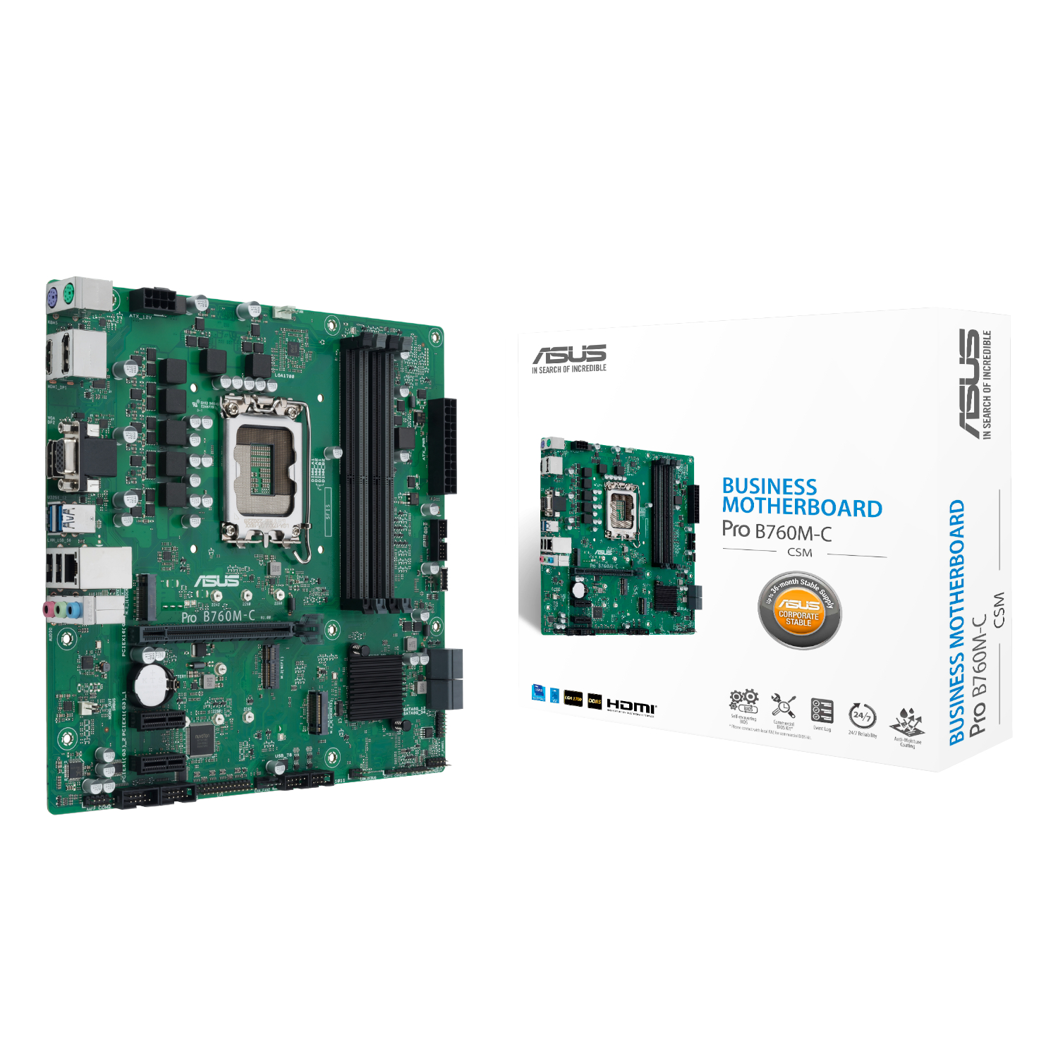 PROB760M-C-CSM_ASUS-PRO-B760M-C-CSM-LGA-1700-M-ATX-Motherboard_wr_01a ASUS PRO B760M-C-CSM | LGA 1700 mATX | Intel B760 Chipset | DDR5 192GB | PCIe 4.0 – New