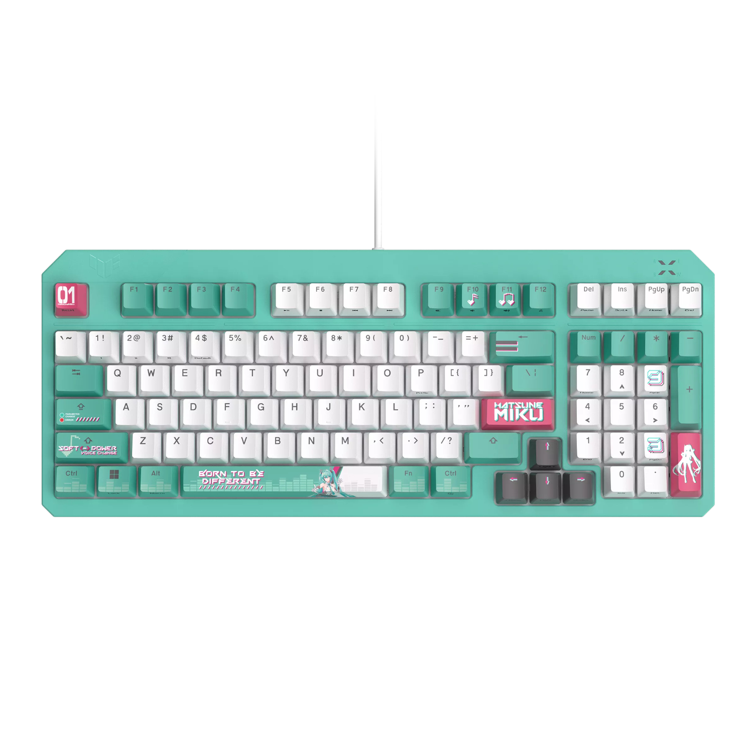 RA09-TUF-GAMING-K3-GEN-II_Asus-TUF-Gaming-K3-Gen-II-Hatsune-Miku-Edition-Gaming-Keyboard_wr_01a ASUS TUF Gaming K3 Gen II | Hatsune Miku Edition | Optical-Mechanical RGB | 97-Key Layout | IP57 Rated – New