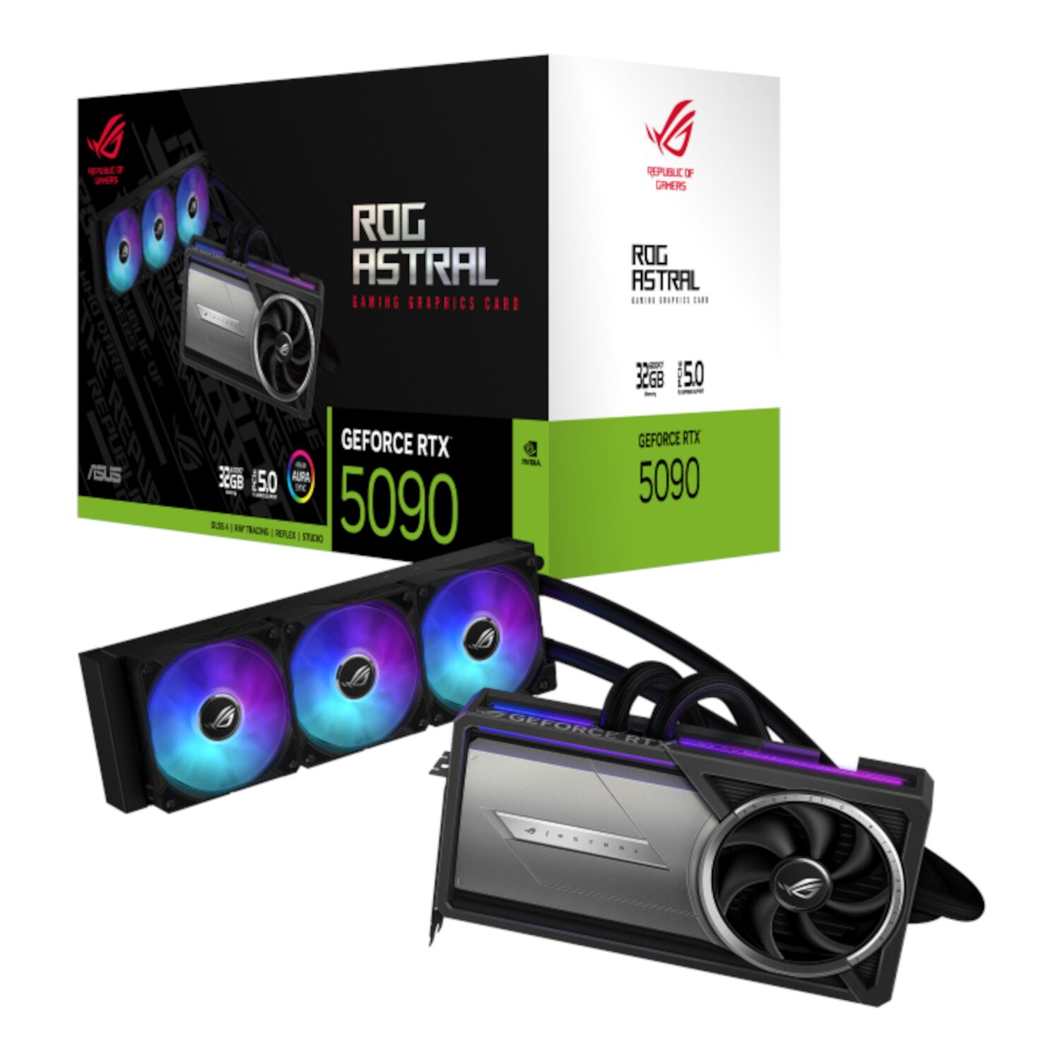 ROG-ASTRAL-LC-RTX5090-O32-wr-01-1 ASUS ROG Astral LC RTX 5090 OC | 32GB GDDR7 | 360mm AIO Liquid Cooled | PCIe 5.0 – New