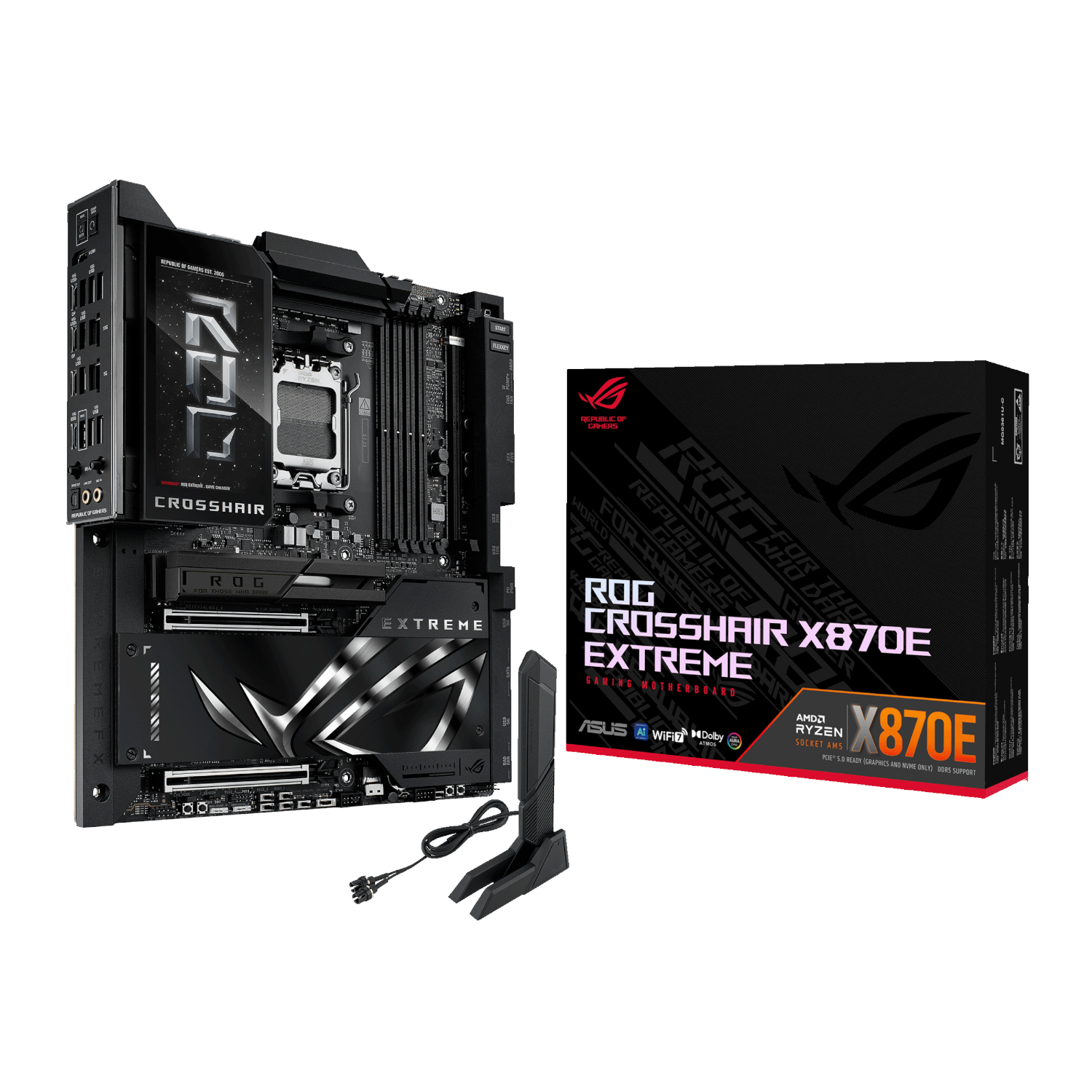 ROGCROSSHAIRX870EEXTREME_Asus-ROG-Crosshair-X870E-EXTREME-AM5-E-ATX-Gaming-Motherboard-Black_wr_01 ASUS ROG Crosshair X870E EXTREME | AM5 Socket | AMD X870E Chipset | DDR5 9000+ MT/s | PCIe 5.0 – New