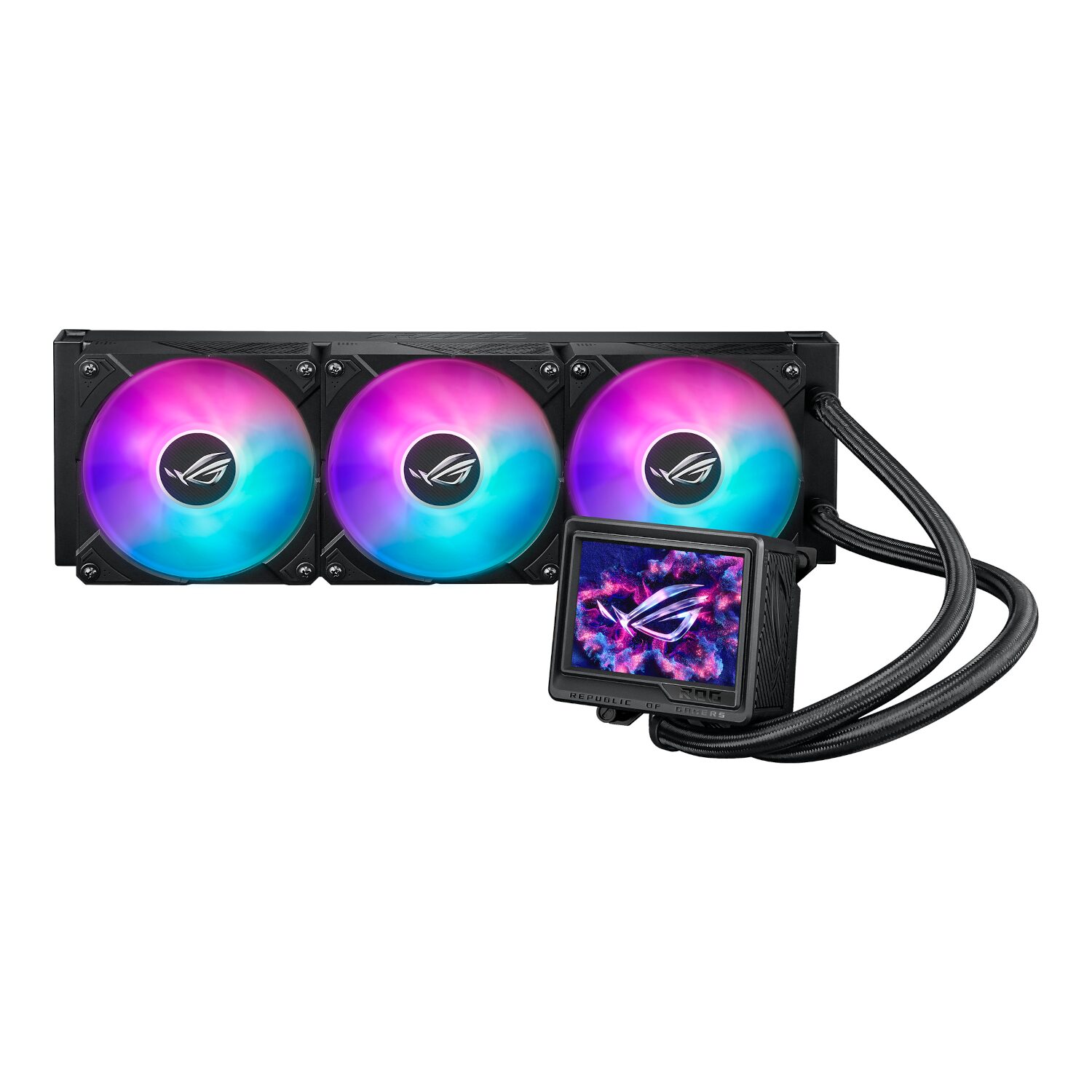 ROGRYUJINIII-360-ARGB-EXT-WR-01 ASUS ROG Ryujin III 360 ARGB | 3.5″ LCD Display | 8th-Gen Asetek Pump | 3x 120mm ARGB Fans | AM5 & LGA 1851 Ready – New
