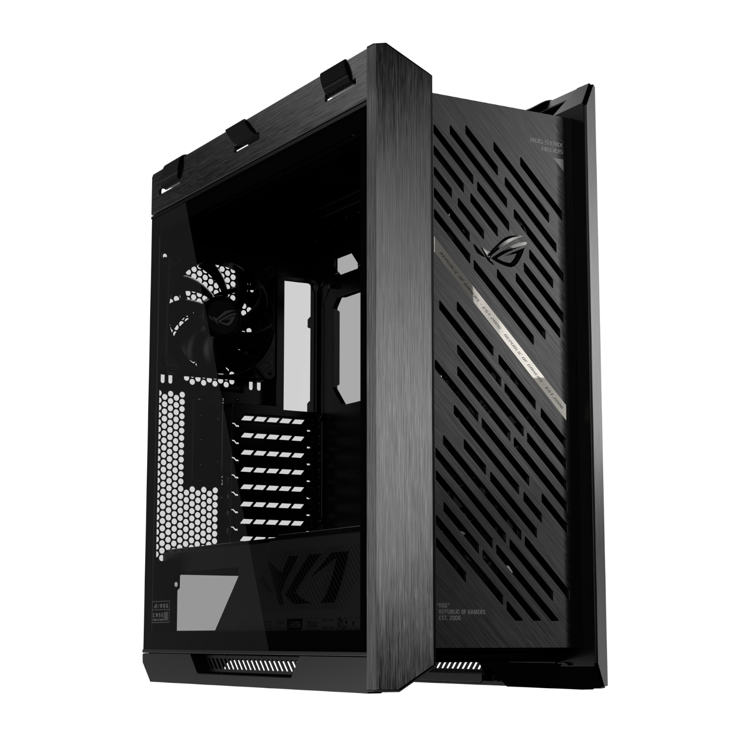 ROGSTRIXHELIOSIIGX601SBLA_Asus-ROG-Strix-Helios-II-ARGB-EATX-Gaming-Chassis-Black_wr_01a ASUS ROG Strix Helios II | EATX Full Tower | Tempered Glass | Aura Sync RGB | USB 3.2 Gen 2×2 – New