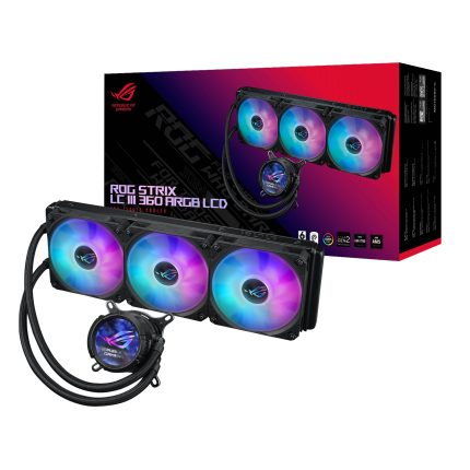 ASUS ROG STRIX LC III 360 ARGB LCD | 360mm AIO Liquid Cooler | 3x 120mm ARGB Fans | LCD Display | Intel & AMD Compatible – New