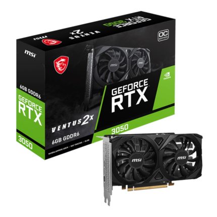 MSI GeForce RTX 3050 VENTUS 2X E OC | 6GB GDDR6 | 2304 CUDA Cores | Dual Fan Cooling – New