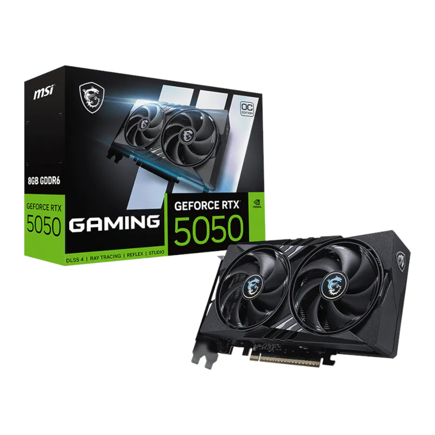 RTX5050GAMINGOC8GB_MSI-GeForce-RTX-5050-8G-GAMING-OC-Graphics-Card-Black_wr_01a MSI GeForce RTX 5050 Gaming OC | 8GB GDDR6 | 2647 MHz Core Clock | 2560 CUDA Cores | 128-bit Memory Bus – New