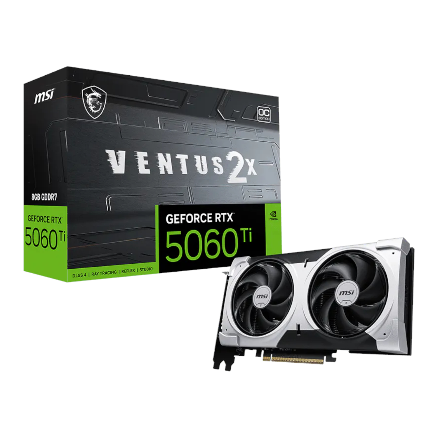 RTX5060TIVENTUS2XOCPLU_MSI-GeForce-RTX-5060-Ti-VENTUS-2X-OC-PLUS-8GB-GDDR7-Graphics-Card_wr_01a MSI RTX 5060 Ti VENTUS 2X OC PLUS | 8GB GDDR7 | 4608 CUDA Cores | 2602 MHz Boost – New