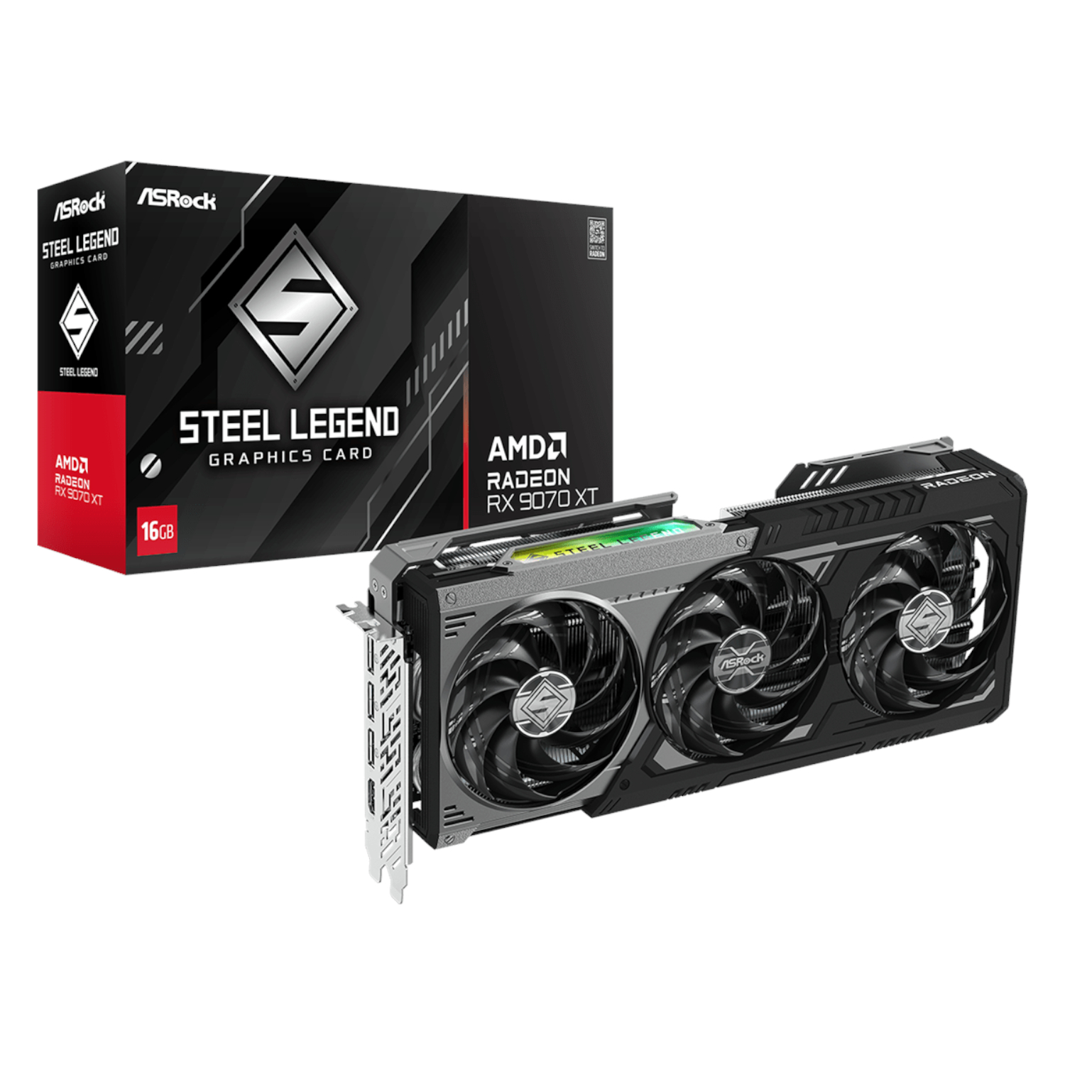 RX9070XTSTEELLEGENDDARK16_ASROCK-RADEON-RX9070-XT-STEEL-LEGEND-DAR_wr_01 ASRock Radeon RX 9070 XT Steel Legend Dark | 16GB GDDR6 | AMD RDNA 4 | PCIe 5.0 x16 | 4K 8K Gaming – New