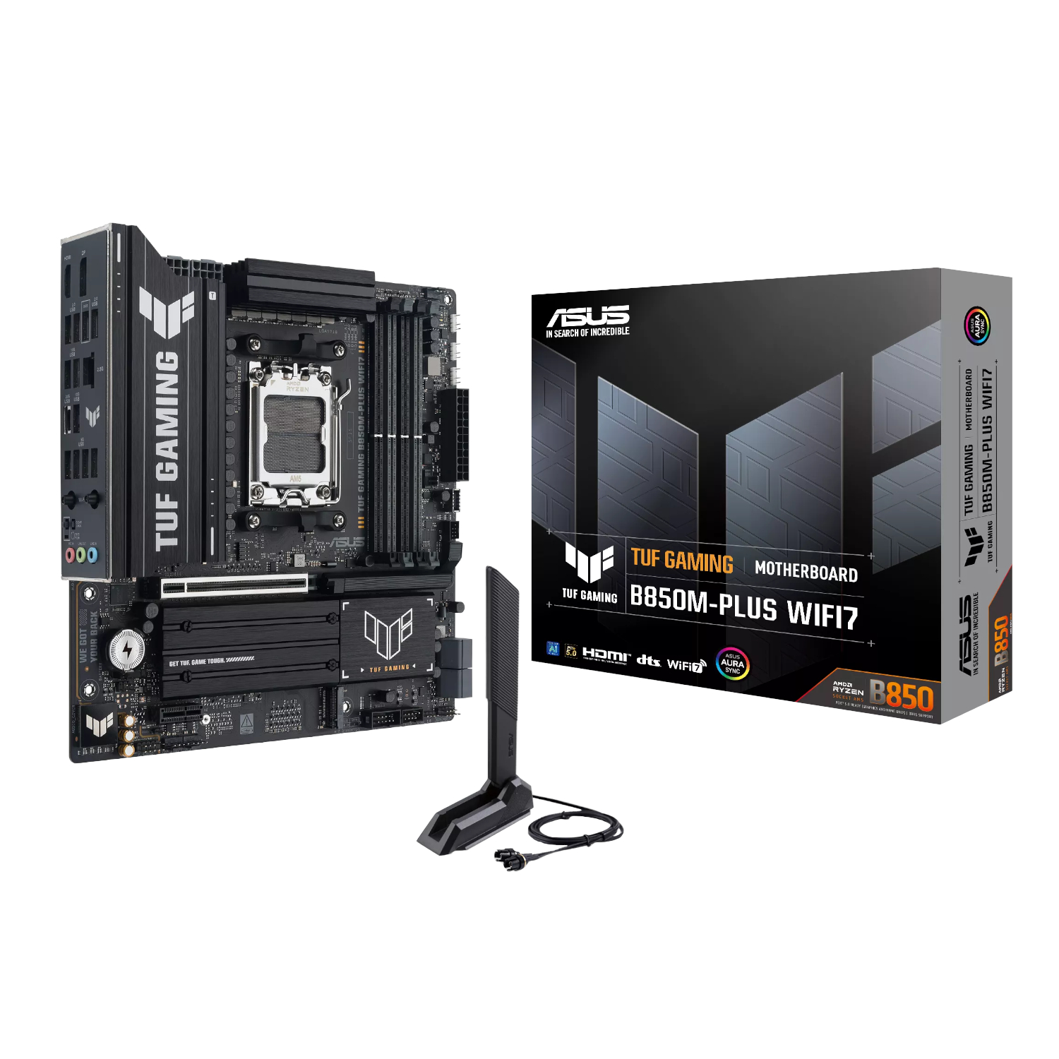 TUFGAMINGB850MPLUSWIFI7_ASUS-TUF-Gaming-B850M-Plus-WIFI-AMD-AM5-M-ATX-Gaming-Motherboard_wr_01a ASUS TUF Gaming B850M-Plus WIFI | AMD AM5 M-ATX | Wi-Fi 7 | DDR5 | PCIe 5.0 – New