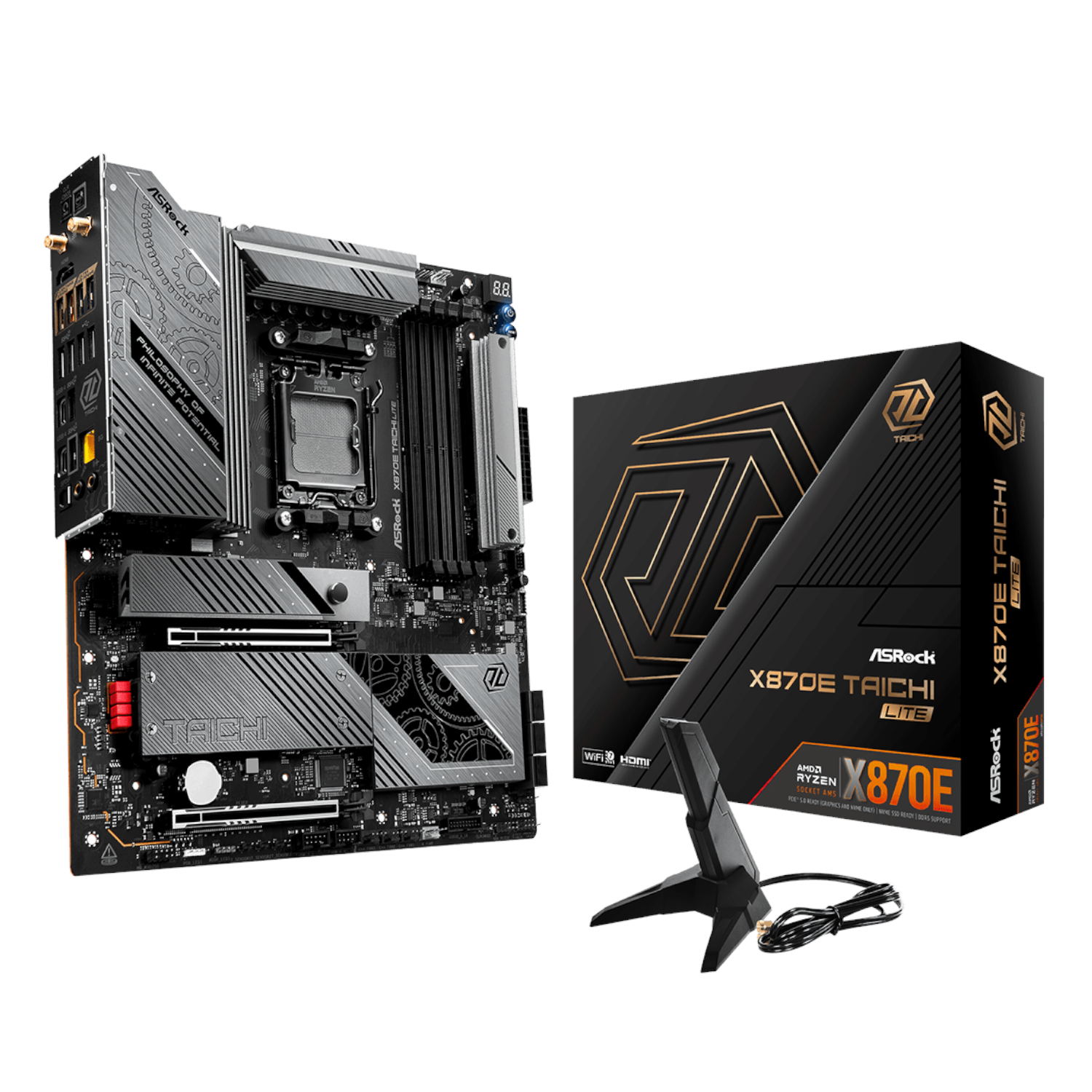 X870E-TAICHILITE_ASROCK-X870E-TAICHI-LITE-AM5-ATX-4X-DDR5_wr_01 ASRock X870E Taichi Lite | AMD AM5 Socket | AMD X870E Chipset | DDR5 Up to 8200MHz | PCIe 5.0 x16 – New