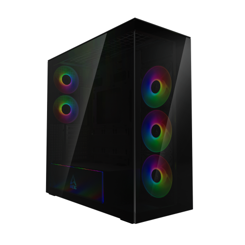 1410202568eecdd21efff Arctic Xtender Black Tinted | High-Airflow Panorama Case | 5 Pre-Installed Fans | Dual 420mm Radiator Support | Tempered Glass – New