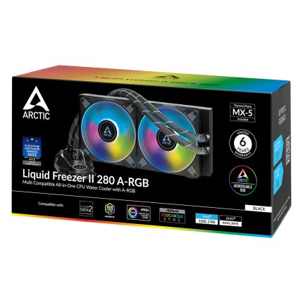Arctic Liquid Freezer II 280 ARGB | 280mm AIO Liquid Cooler | 38mm Thick Radiator | PWM Pump | A-RGB Fans – New