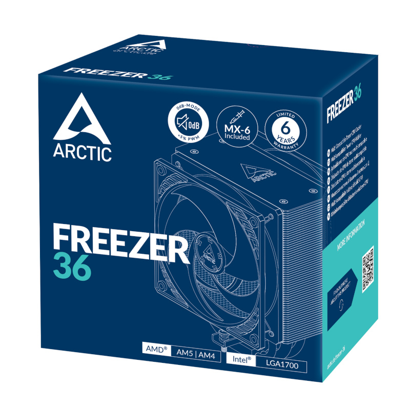 1410202568eecdf41ec77 ARCTIC Freezer 36 | Dual Fan Push-Pull | Intel & AMD Compatible | LGA1851 Ready – New