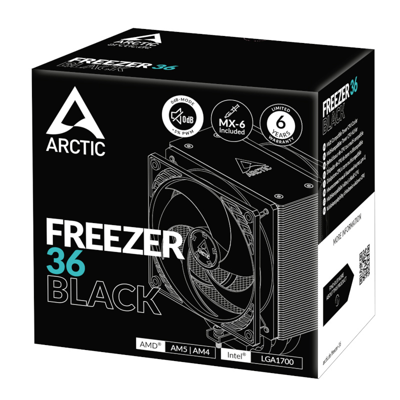 1410202568eecdf6847c3 ARCTIC Freezer 36 | Dual Fan Push-Pull | Intel & AMD Compatible | LGA1851 Support | Black – New
