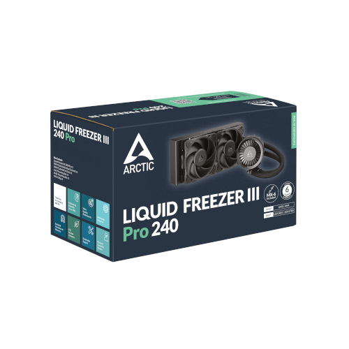 1410202568eece498763f Arctic Liquid Freezer III Pro 240 | 240mm AIO Liquid Cooler | Integrated VRM Fan | P12 Pro PWM Fans | 38mm Radiator – New