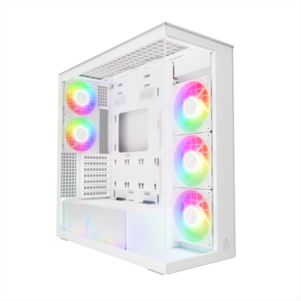 Arctic Xtender White Transparent | High-Airflow Panorama Case | 5 Pre-Installed A-RGB Fans | Dual 420mm Radiator Support – New