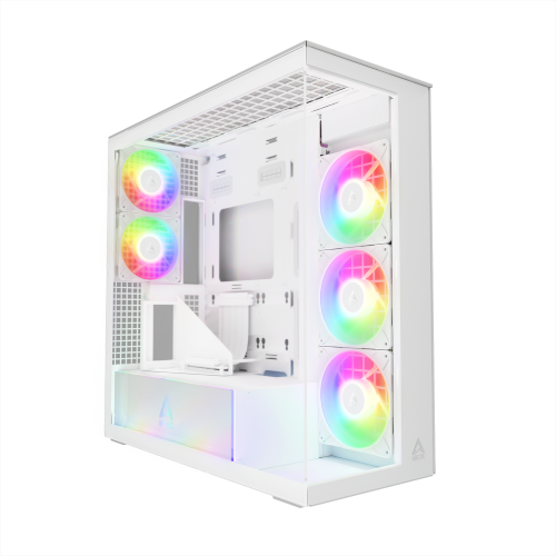 1410202568eece53c50b1 Arctic Xtender | White Transparent | GPU Riser Mount | High-Airflow ATX Case | 5 Pre-Installed Fans – New