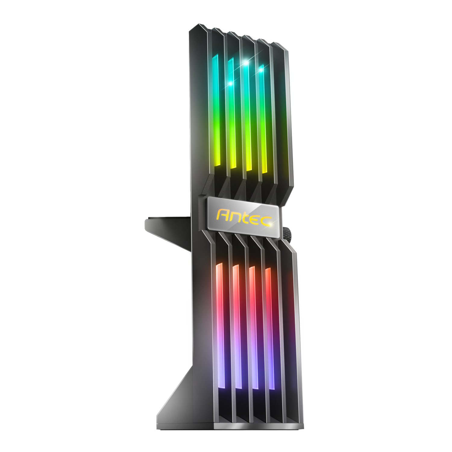 AT-GPUH-ARGB-BK_Antec-ARGB-GPU-Holder-–-Black_wr_01 Antec ARGB GPU Holder | 3-Pin 5V ARGB Lighting | Adjustable 46–165mm | AMD & Nvidia Compatible – New
