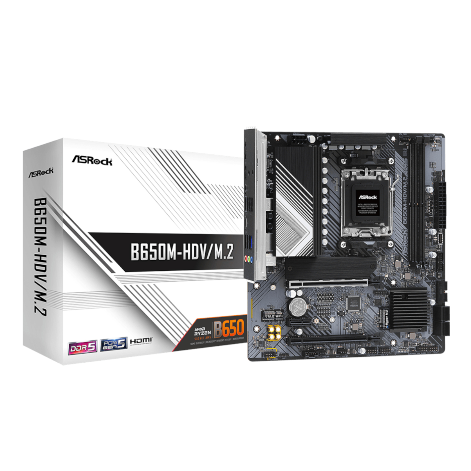 B650M-HD-VM.2_ASROCK-B650M-HDV-M.2-AM5-M-ATX-2X-DDR5_wr_01 ASRock B650M-HDV/M.2 AM5 Micro-ATX Motherboard