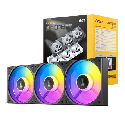 Antec Connect 120 Reverse ARGB PWM Fan 3-Pack | 120mm ARGB PWM | Reverse Blade Design | Hydraulic Bearing | 27.2 dB(A) – New