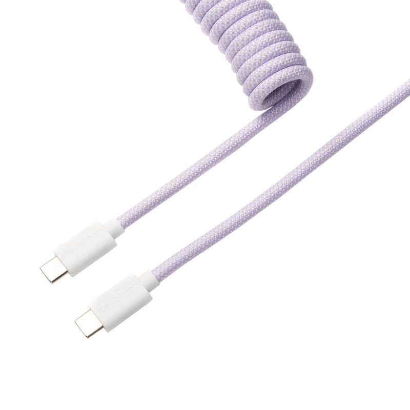 CAB-17_wr_01 Keychron Coiled Aviator Cable | USB Type-C | GX12 5-Pin Aviator | 136cm Total Length | Light Purple – New