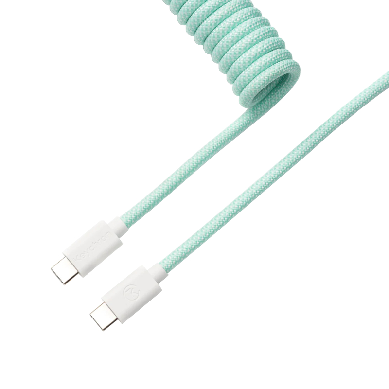 CAB-18_wr_01 Keychron Coiled Aviator Cable | USB Type-C | Gold-Plated | 136cm Total Length | Mint/Straight – New