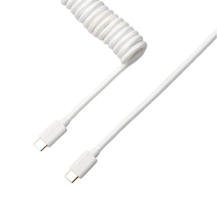 Keychron Coiled Aviator Cable | White | GX12 5-Pin Aviator | USB Type-C | 136cm Total Length – New