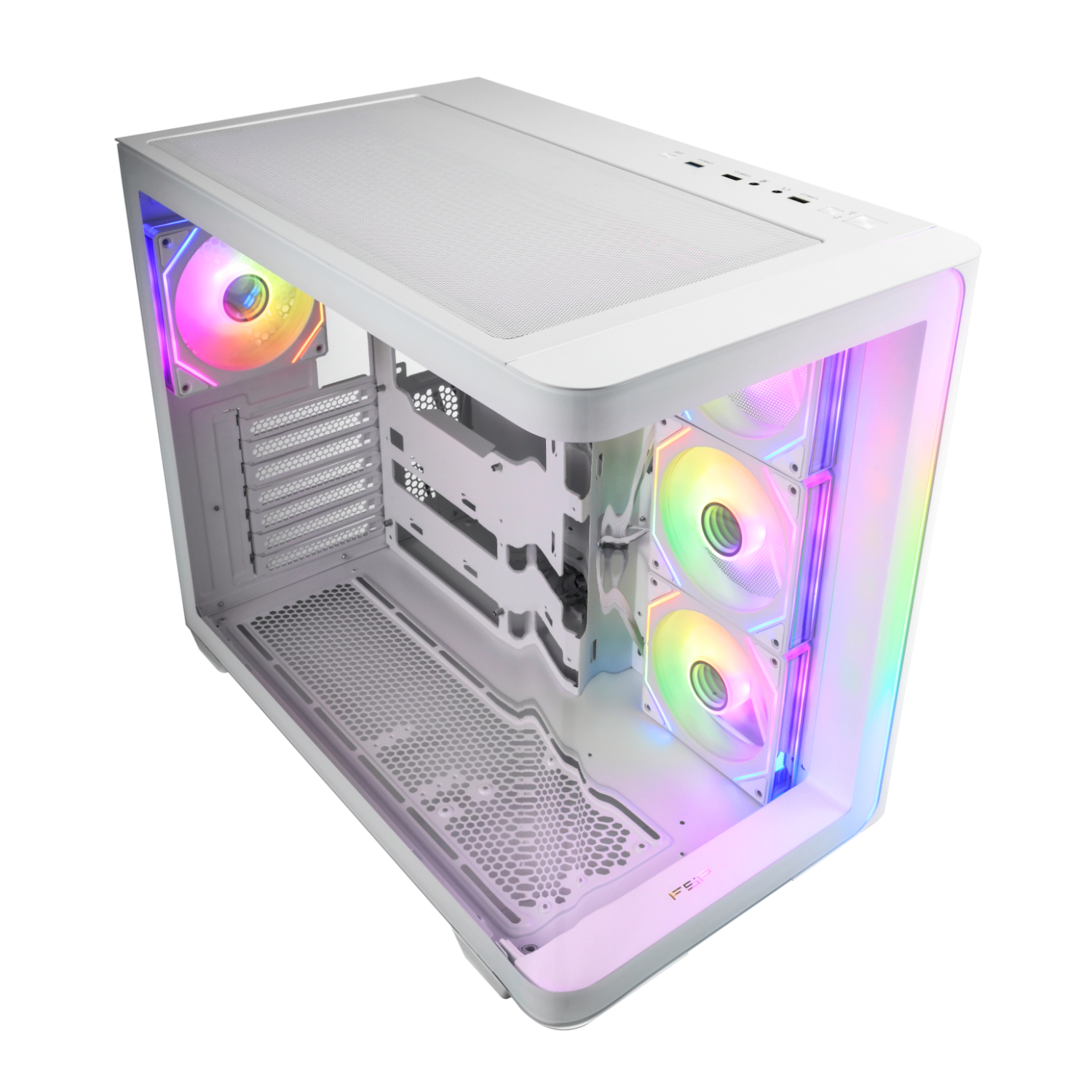 FSP_M580-WA_FSP-M580-ARGB-ATX-Mid-Tower-Gaming-Chassis-–-White_wr_01a FSP M580 ARGB | ATX Mid Tower | 270° Panoramic Glass | 4x ARGB Fans | USB Type-C – New