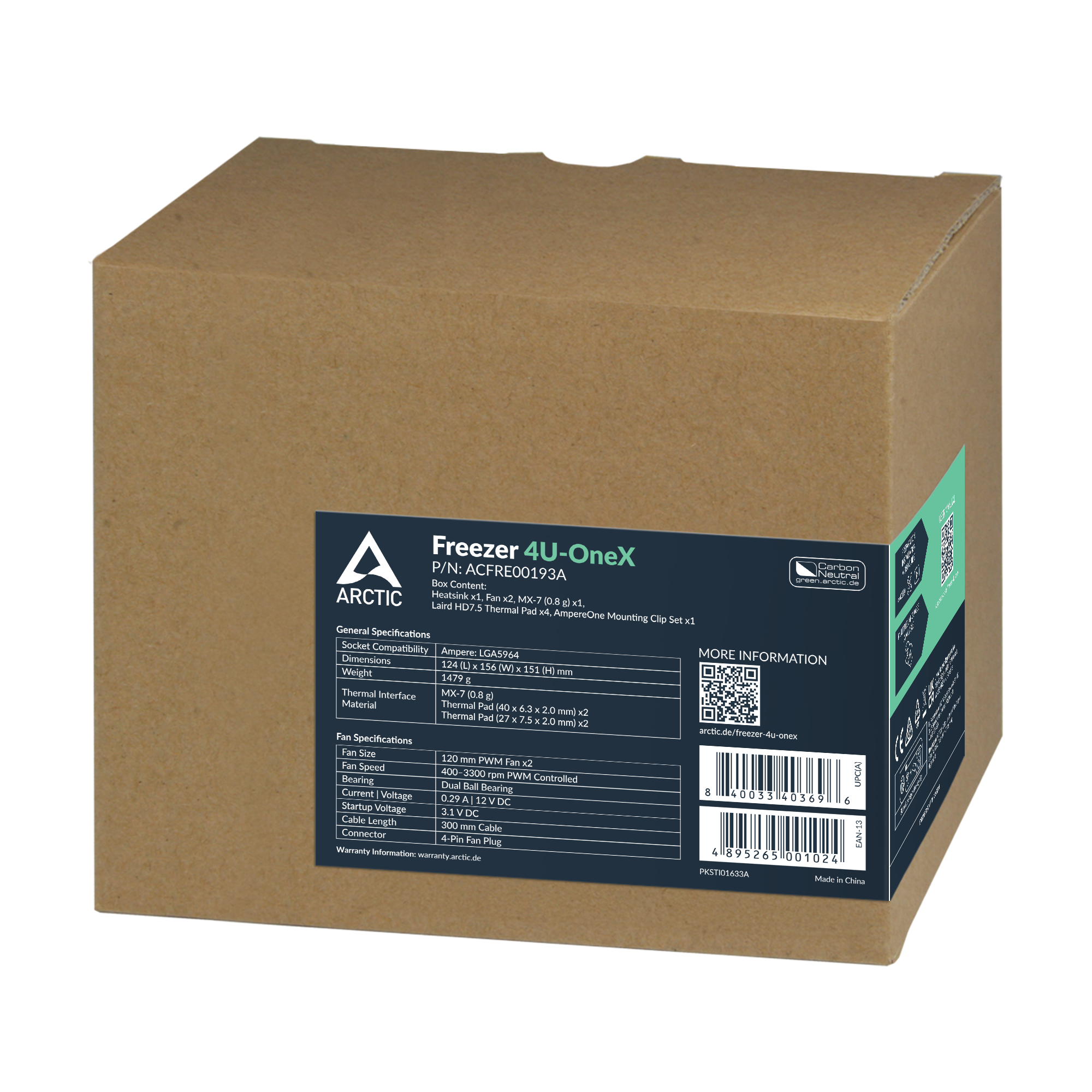Freezer_4U-OneX_g04 Arctic Freezer 4U-OneX | AmpereOne LGA5964 | Dual 120mm PWM Fans | 151mm Height | 8x 6mm Heat Pipes – New