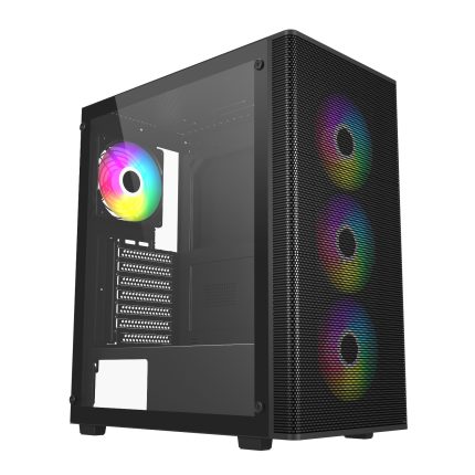 FSP M220 ATX Mid Tower | 4x ARGB Fans Pre-Installed | 360mm Radiator Support | ATX & mATX | Tempered Glass – New