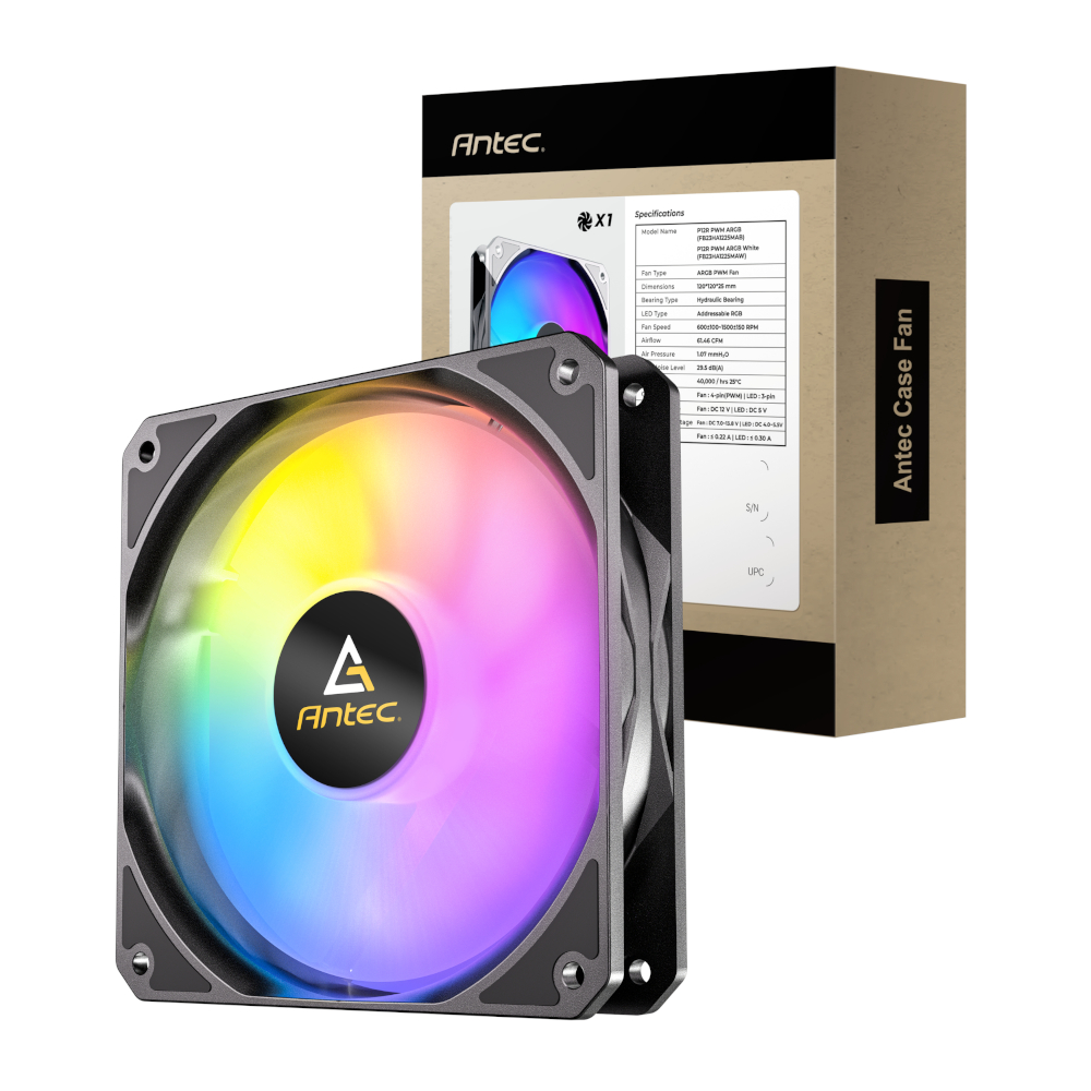 P12R-ARGB-BLK_wr_01 Antec P12R ARGB | 120mm Reverse Fan | PWM Control | ARGB Lighting | Hydraulic Bearing – New