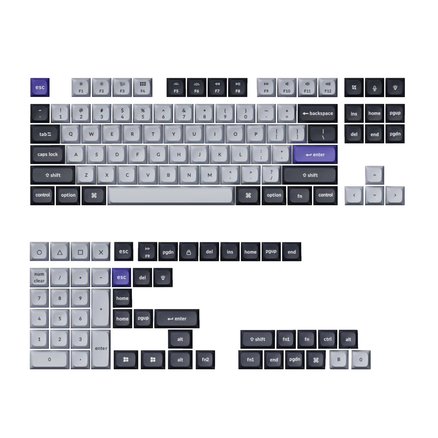 PBT-46_Keychron-Double-Shot-KSA-PBT-Keycap-Set-Dark-Grey-White-Smoke_wr_01a Keychron KSA PBT Keycap Set | Double Shot PBT | KSA Profile | ANSI Layout | Dark Grey & White Smoke – New