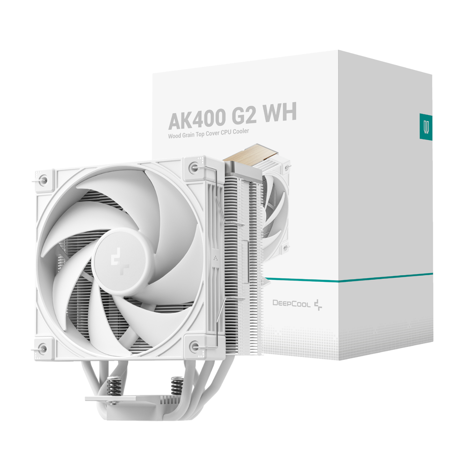 R-AK400G2-WHNNMN-GJD_DeepCool-AK400-G2-120mm-CPU-Air-Cooler-White_wr_01 DeepCool AK400 G2 | 120mm PWM Fan | 4x Copper Heatpipes | LGA1851 & AM5 Support | All-White – New